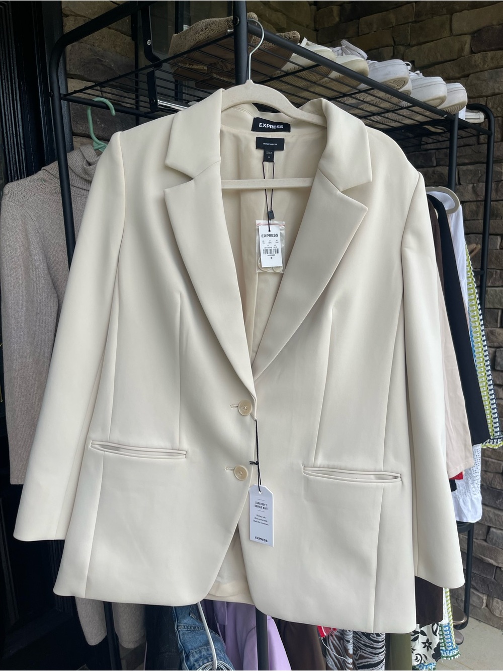 Express Women's Ivory Tailored Blazer